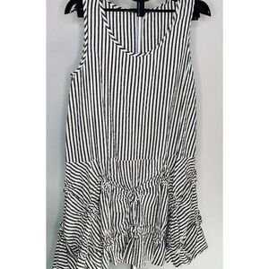 Tulip Striped Drop Waist Dress Women Medium Black White Good Cinched Knots